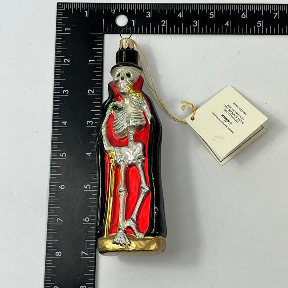 Kurt Adler Polonaise Skeleton Ornament Komozja Glass Halloween 7" Top Hat Rare - Picture 13 of 13